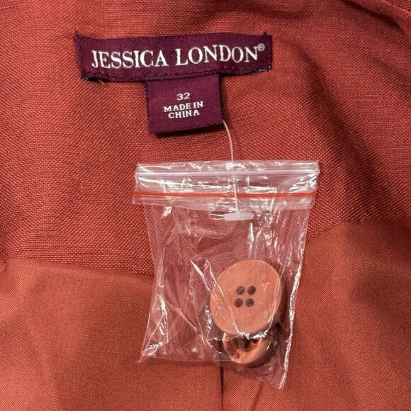 Jessica London Linen Suit Dress Business Jacket Women Size 32 Formal Pockets - Picture 6 of 12